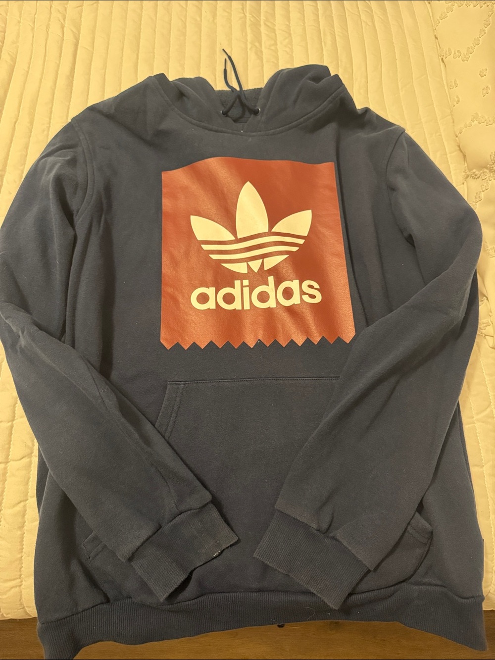 adidas Navy Crewneck Hoodie with Red Trefoil